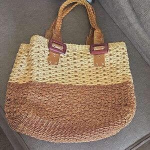 Two-Tone Woven Tote Bag